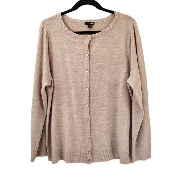 EAST 5TH Cardigan Sweater 1X Women's Plus Size Tan Long Sleeve Button-Up Soft - Picture 1 of 5